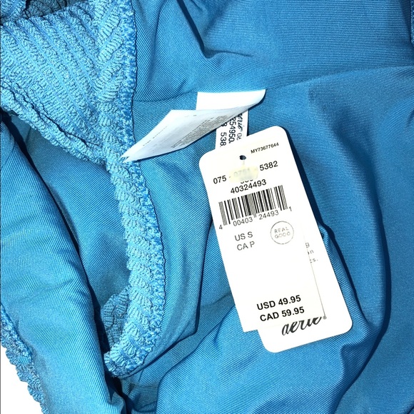 Aerie Vibrant Blue Shimmery Crinkle Birthday Scoop One-Piece Swimsuit Sz S (S2) - Picture 7 of 9